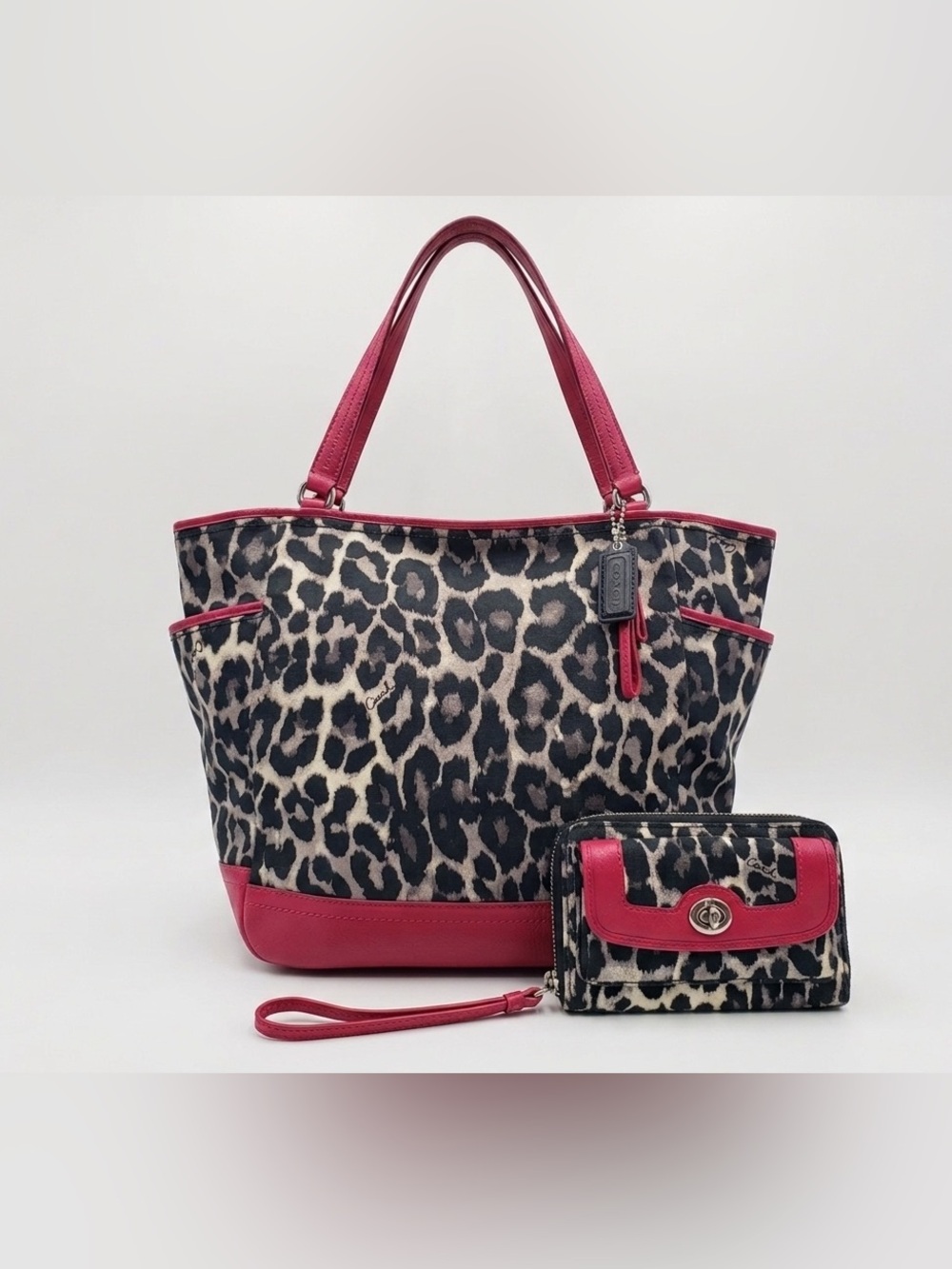Coach Ocelot Print Tote & Matching Wallet/Wristlet Set